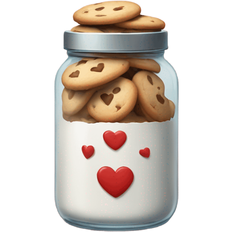 realistic jar with heart shaped cookies emoji