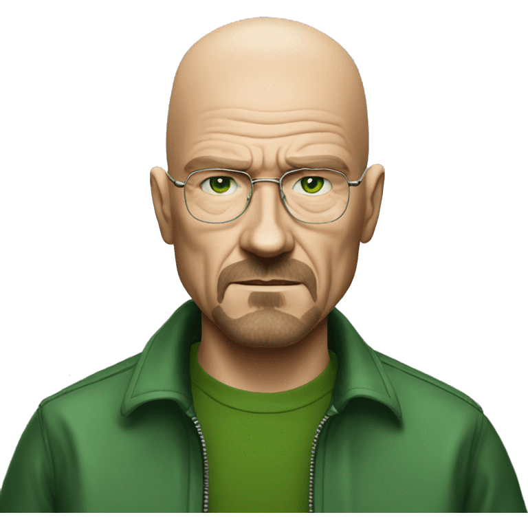 Generate walther white from breaking bad season 5 where he was wearing green shirt emoji