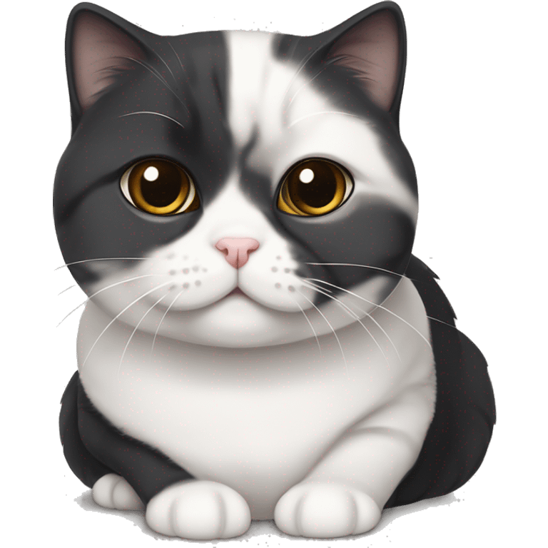 chubby black-and-white Scottish fold cat ￼ emoji