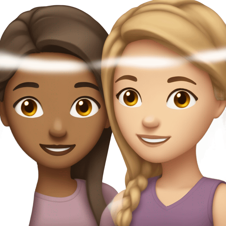 lesbian cuddles dark brown hair girl and light brown hair girl  emoji