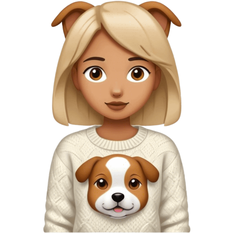 Girl wearing a dog sweater emoji