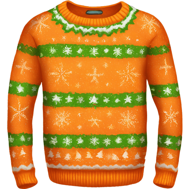 Realistic isolated orange ugly Christmas sweater. emoji