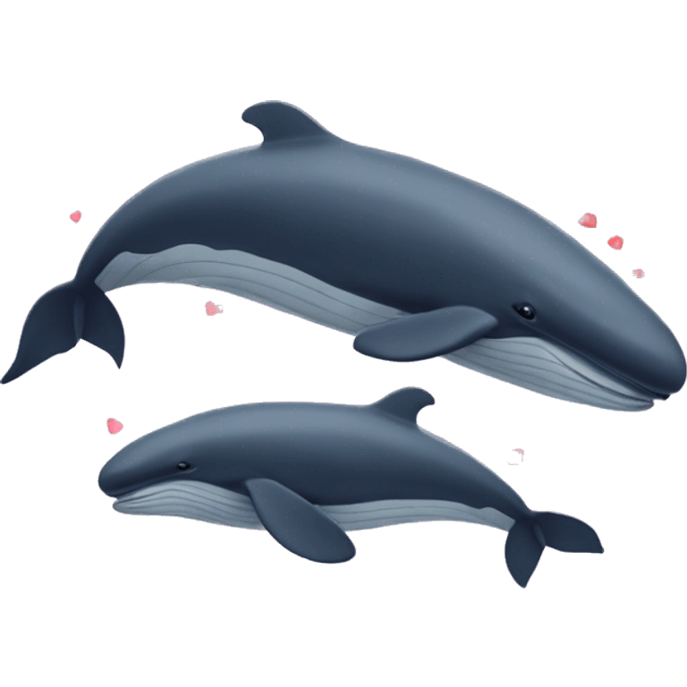 2 humpback whales with hearts emoji