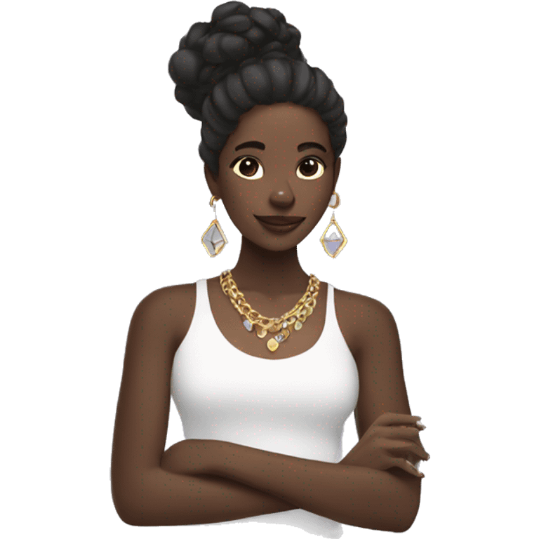 Black girl doing skincare with jewelry  emoji