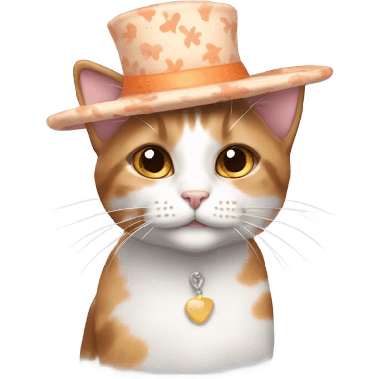 Dilute calico cat in a hat emoji