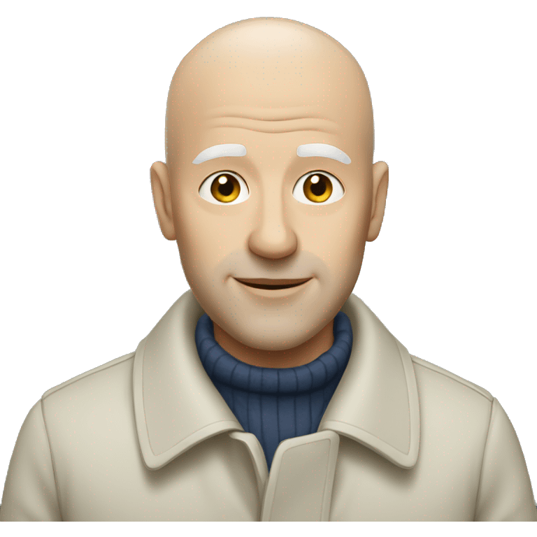 a white bald man wearing coat emoji