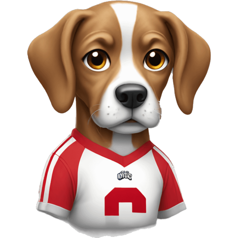 dog wearing ohio state jersey  emoji