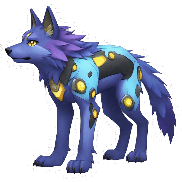  Shiny Edgy Colorful Digimon-Fakemon-Wolf with edgy markings full body emoji