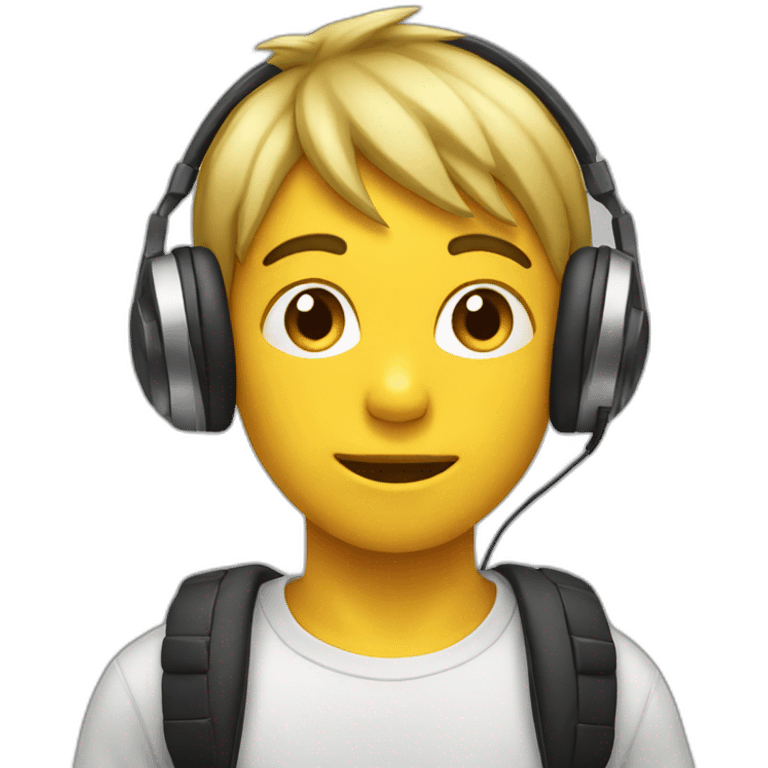 Boy listening music with headphone emoji