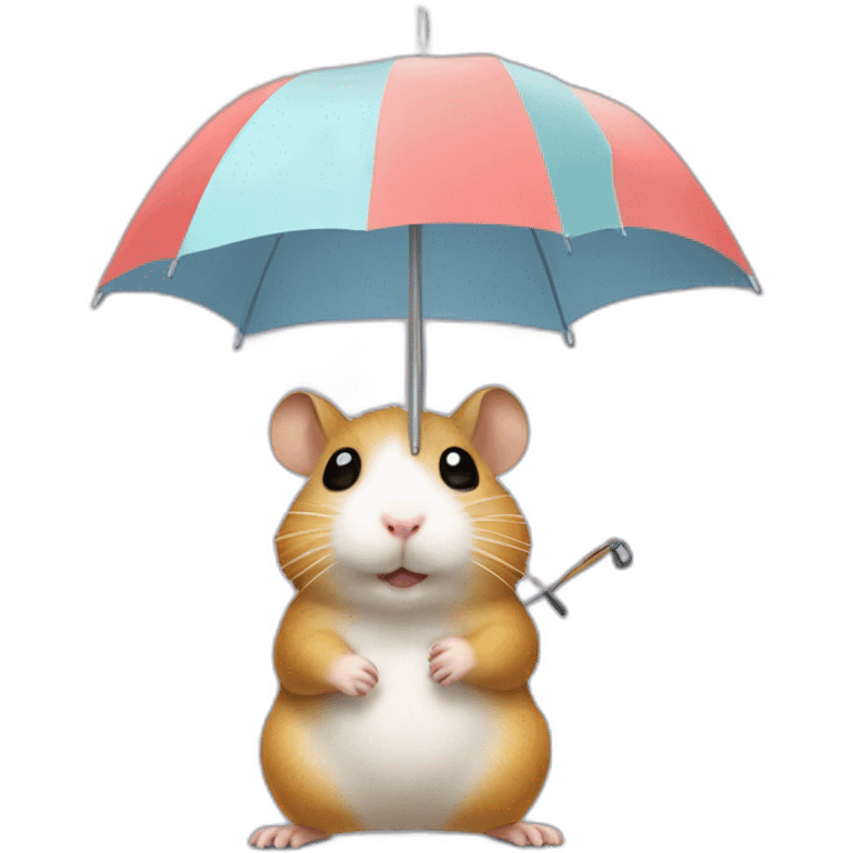 a hamster with an umbrella and clothespins emoji