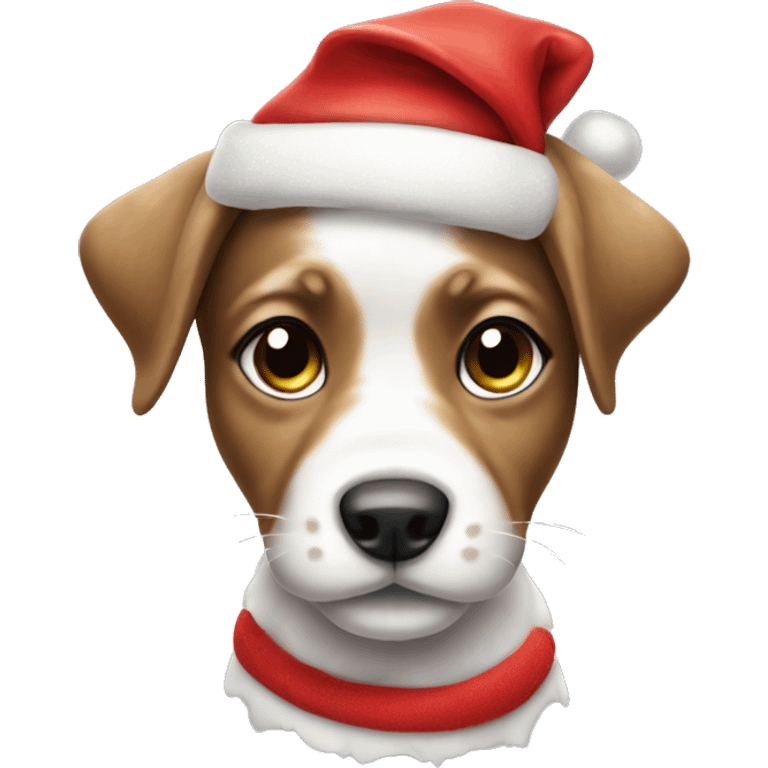 speckled puppy with a santa hat  emoji