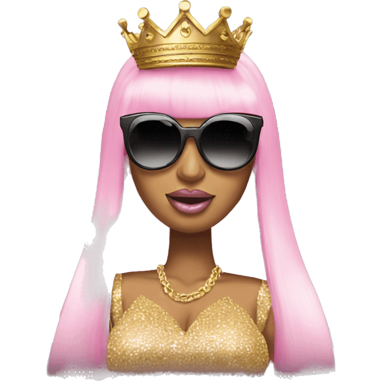 Nicki Minaj wearing sunglasses with crown emoji