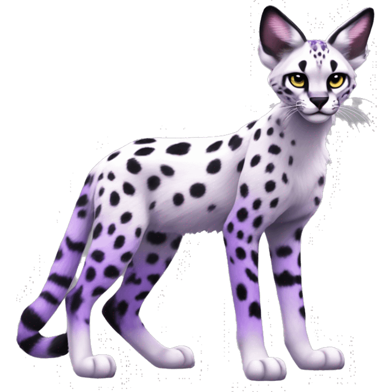 Epic Edgy Colorful Cool Cute Realistic Black White Purple ethereal Serval-Fionbri fursona full body emoji