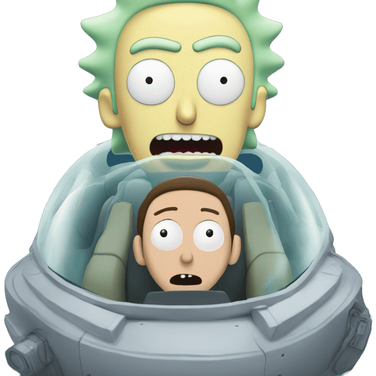 Rick and Morty flying in spaceship to citadel  emoji