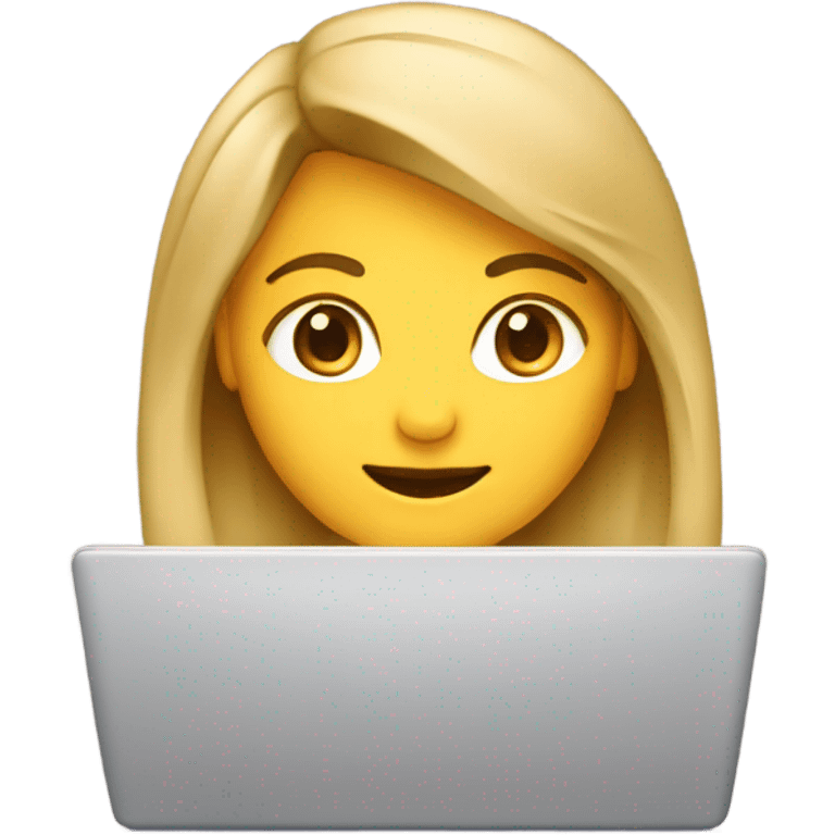 Mujer castaña rubia degradado laptop emoji