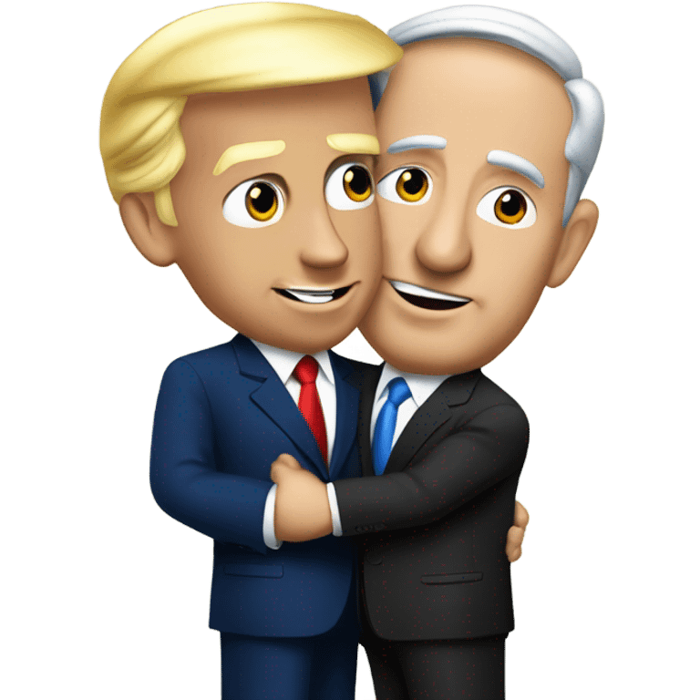 netanyahu and trump cuddling  emoji