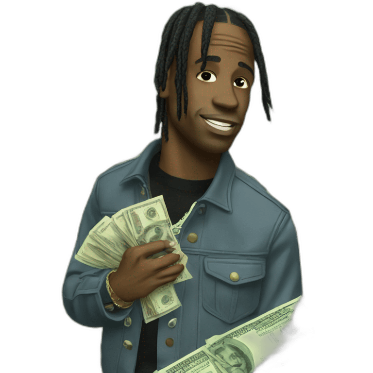 travis scott with stack of money emoji