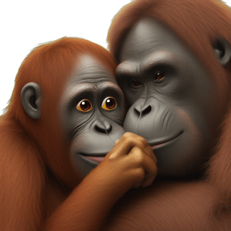 Big Orangutan kissing small monkey emoji