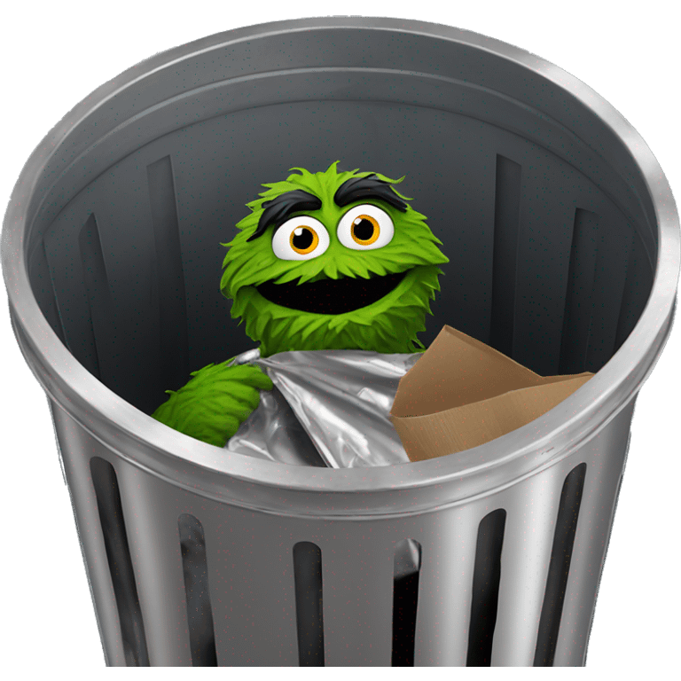 oscar the grouch inside metal trash can emoji