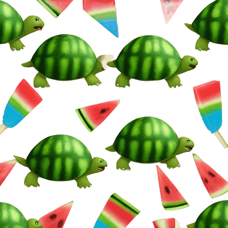 Watermelon turtle eating a popsicle emoji