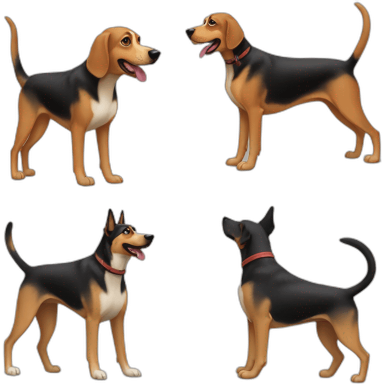 coonhound and German shepherd mix dog walking emoji