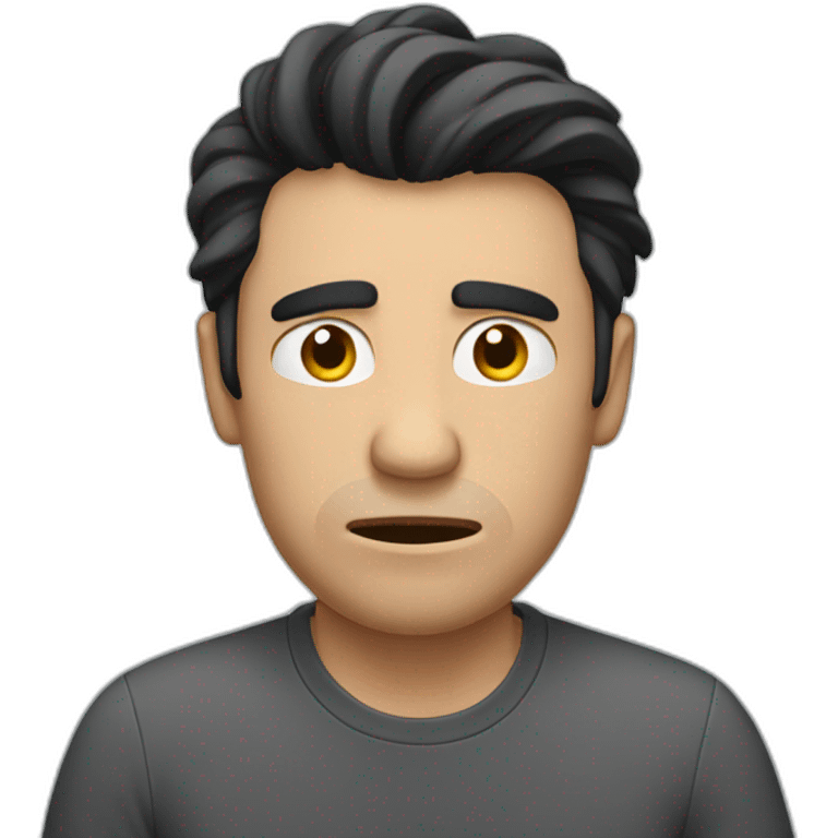 stressed man with dark hair that sticks up emoji