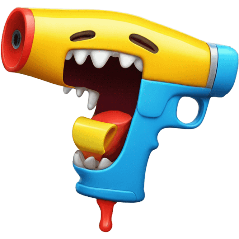 Open mouth with squirt gun in it emoji