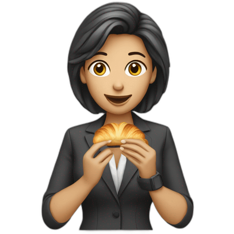 female manager eating croissant emoji