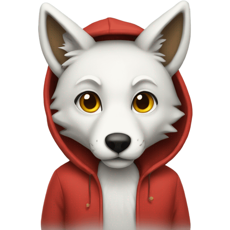 Santa wearing a white fox hoodie emoji