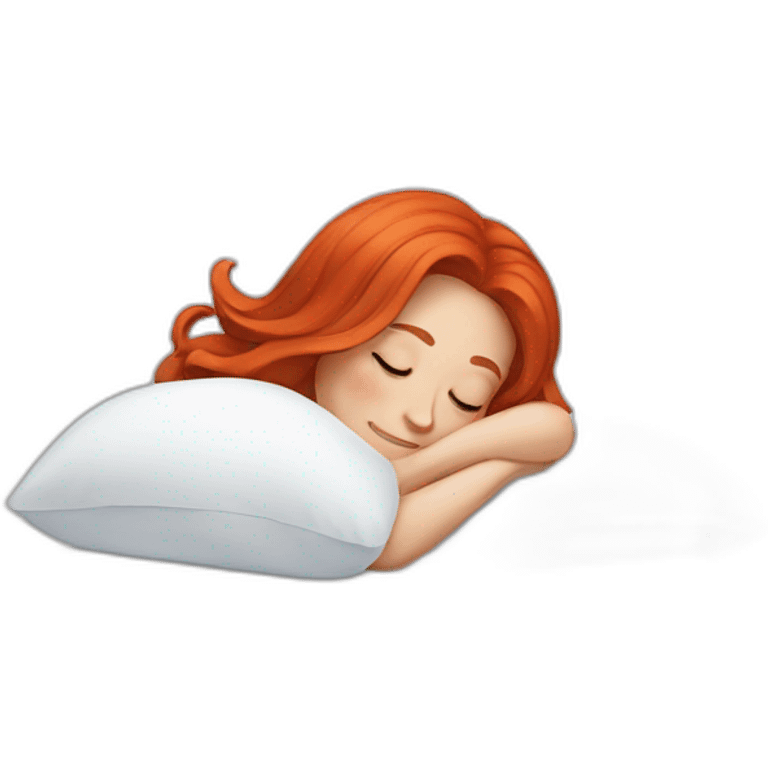 woman sleep with red hair and white shirt emoji