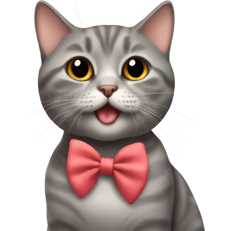 British Short Hair Cat with a bow giving kisses emoji