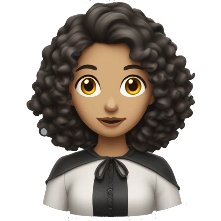 brunette girl photographer witch curls emoji