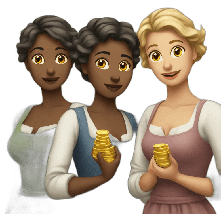 three-european-women-taking-money emoji