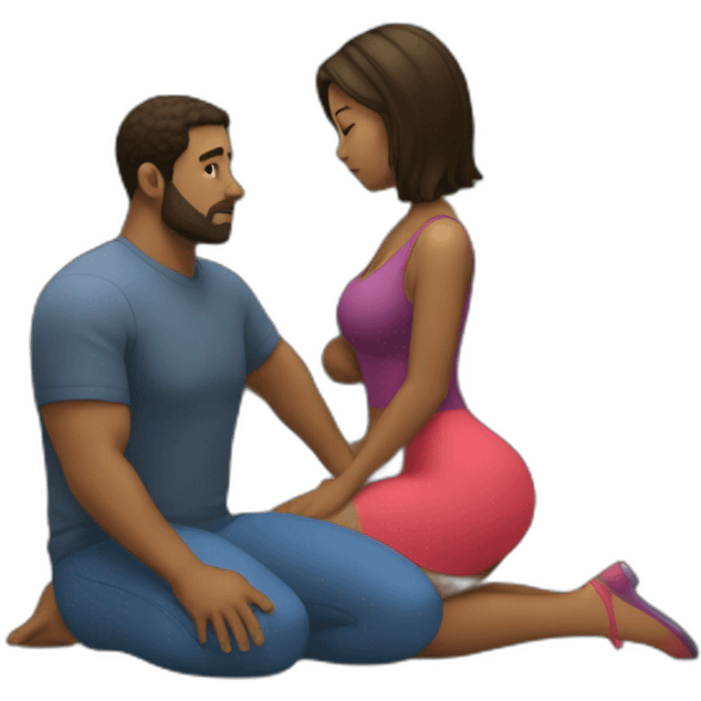 Thick Woman on knees facing man emoji