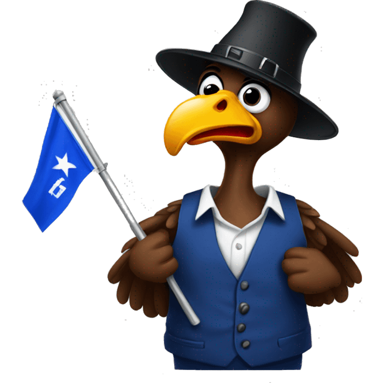 Gangster turkey with a blue flag emoji