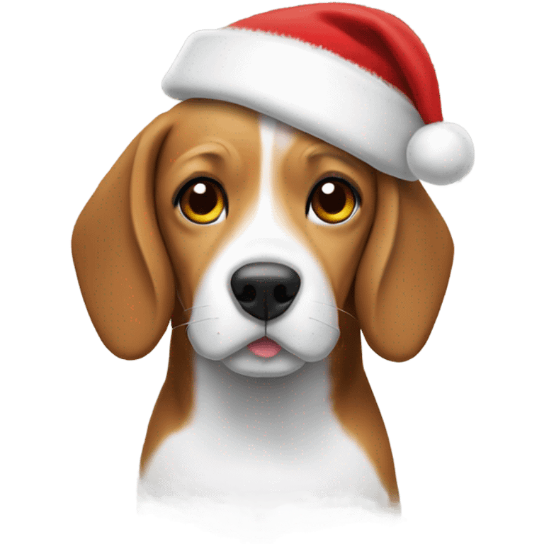 Beagle wearing a Santa hat emoji