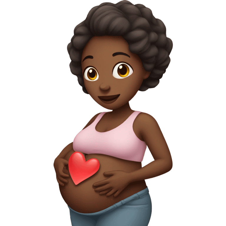 pregnant woman showing a heart emoji