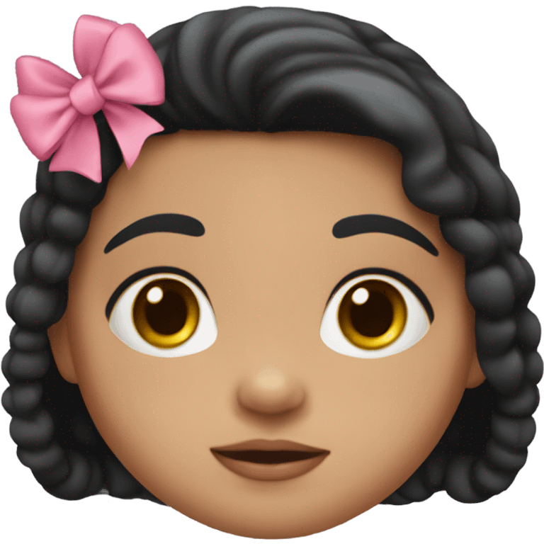 Mexican toddler girl with long black hair and pink bow emoji