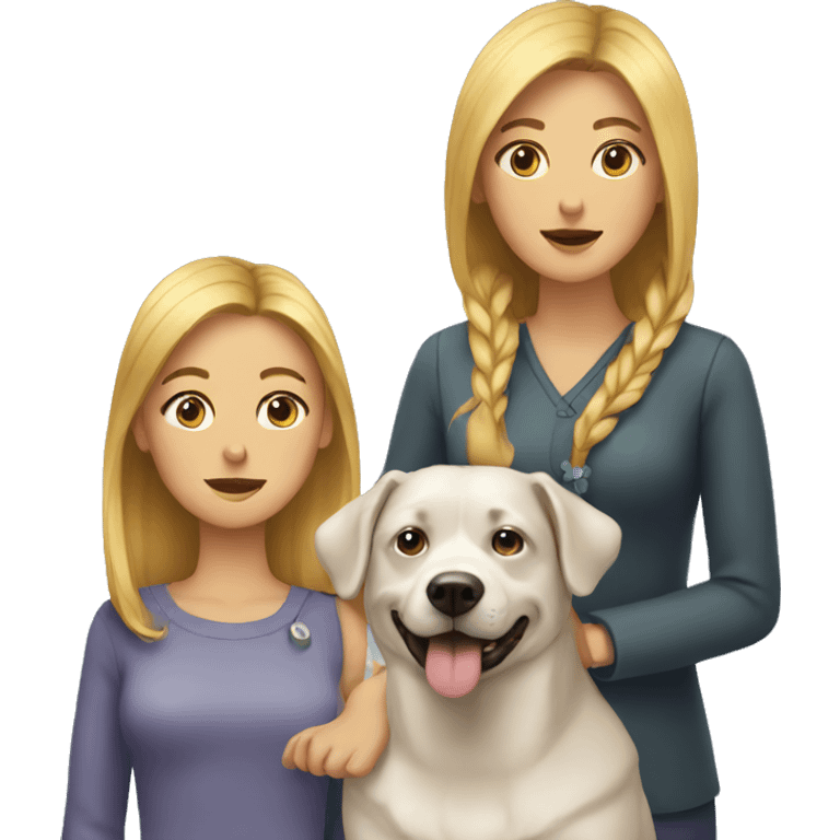 two women with a dog emoji