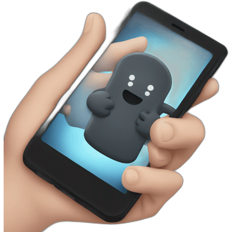 dark smartphone on a hand emoji