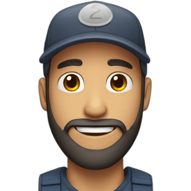 Men with cap smile with a beard emoji