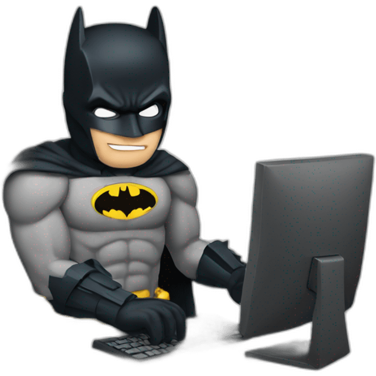 Batman using computer emoji