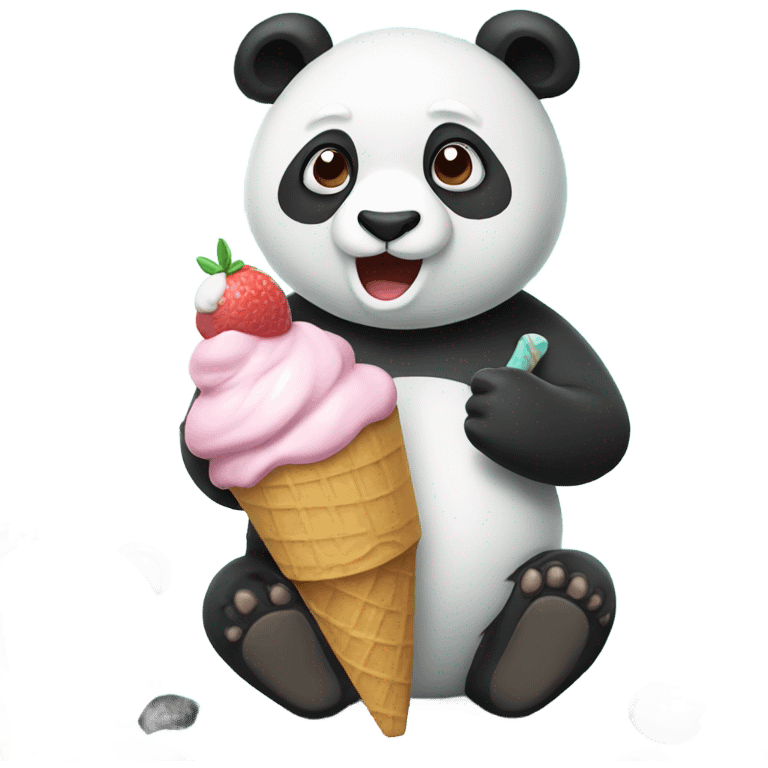 Panda eating ice cream emoji