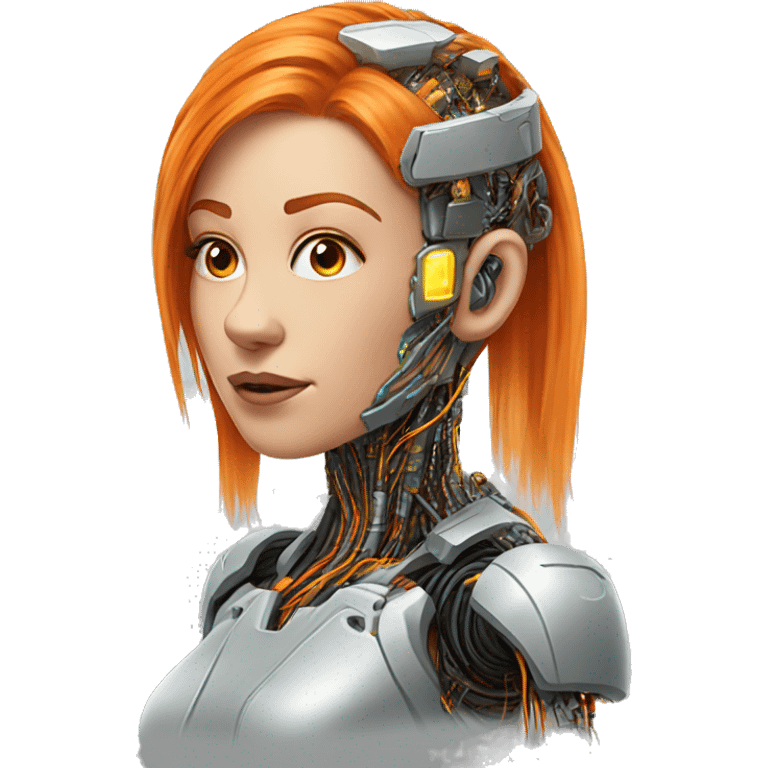 Head Female cyborg orange hair and circuits emoji