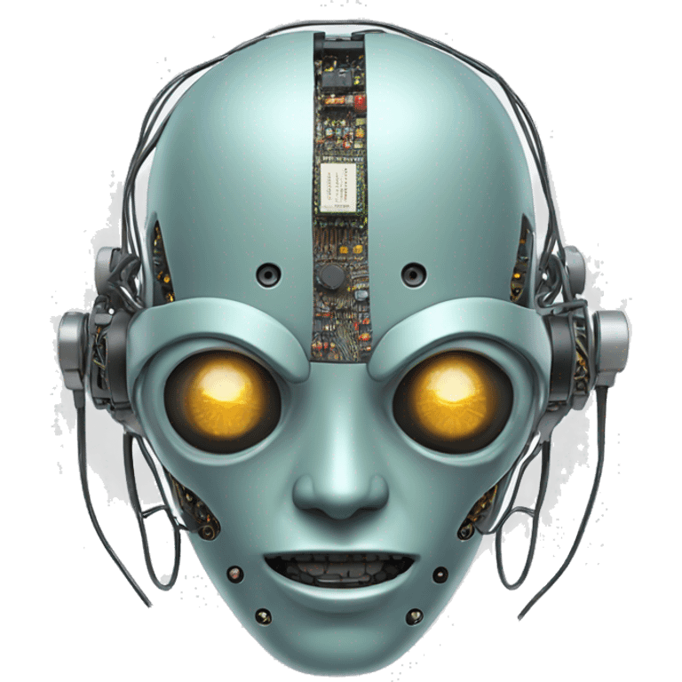 Alien robot head with wires and circuits emoji