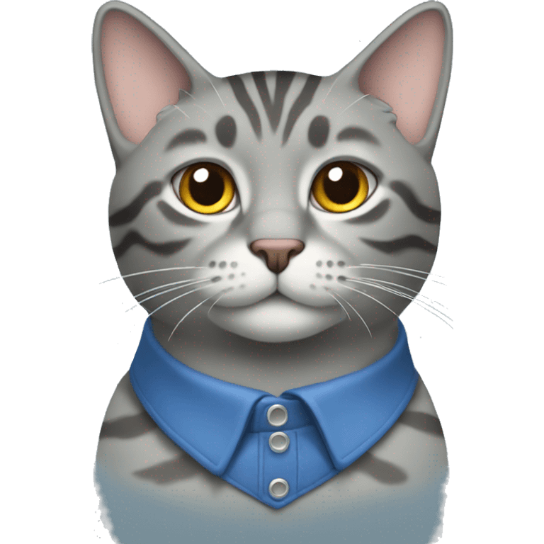 Grey tabby blue collar emoji