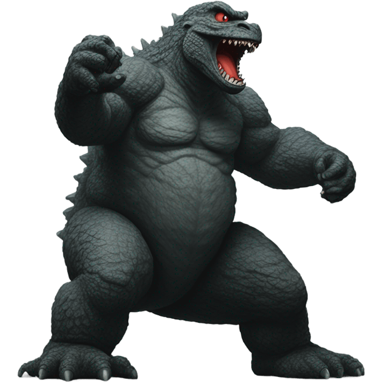 Godzilla fighting Bigfoot  emoji