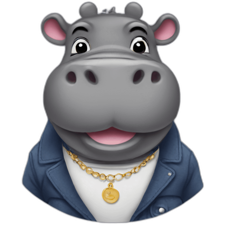 fashionable hippo emoji