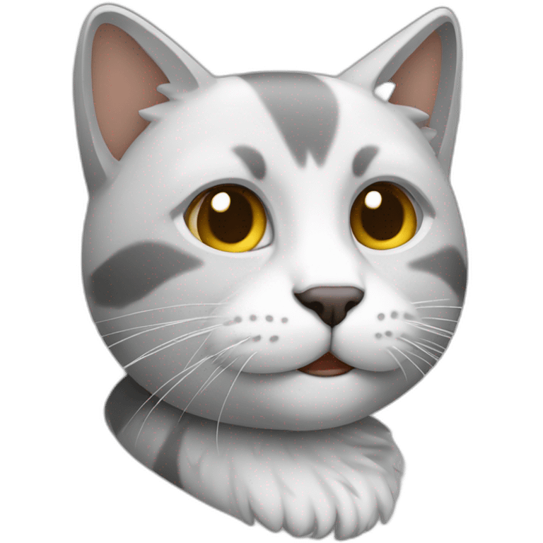 Gato cinza e branco emoji