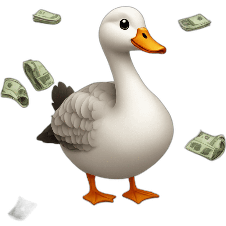 Cute goose with money  emoji